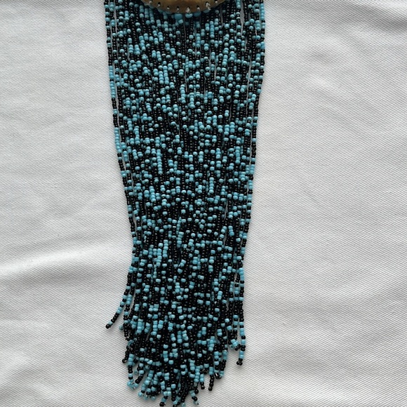 Light Blue and Black Antique Handmade African Necklace - Picture 5 of 6